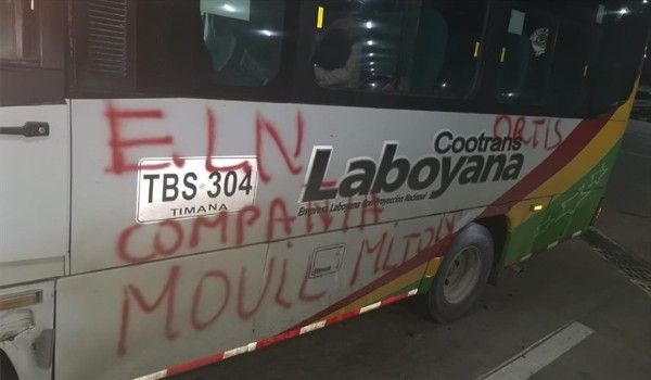 Bus de CootransLaboyana fue interceptado por el ELN en Cauca