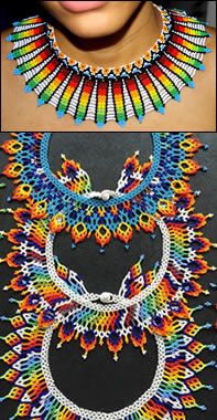 Un hombre integrante de la comunidad indígena Embera radicado actualmente en el municipio de Tarqui, ha sacado a su familia adelante gracias al trabajo de tejer pulseras, balacas, collares, gargantillas, y areticos en Chaquira.