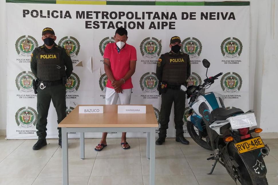 Sujeto fue capturado en la vía Neiva – Aipe con sustancias psicoactivas