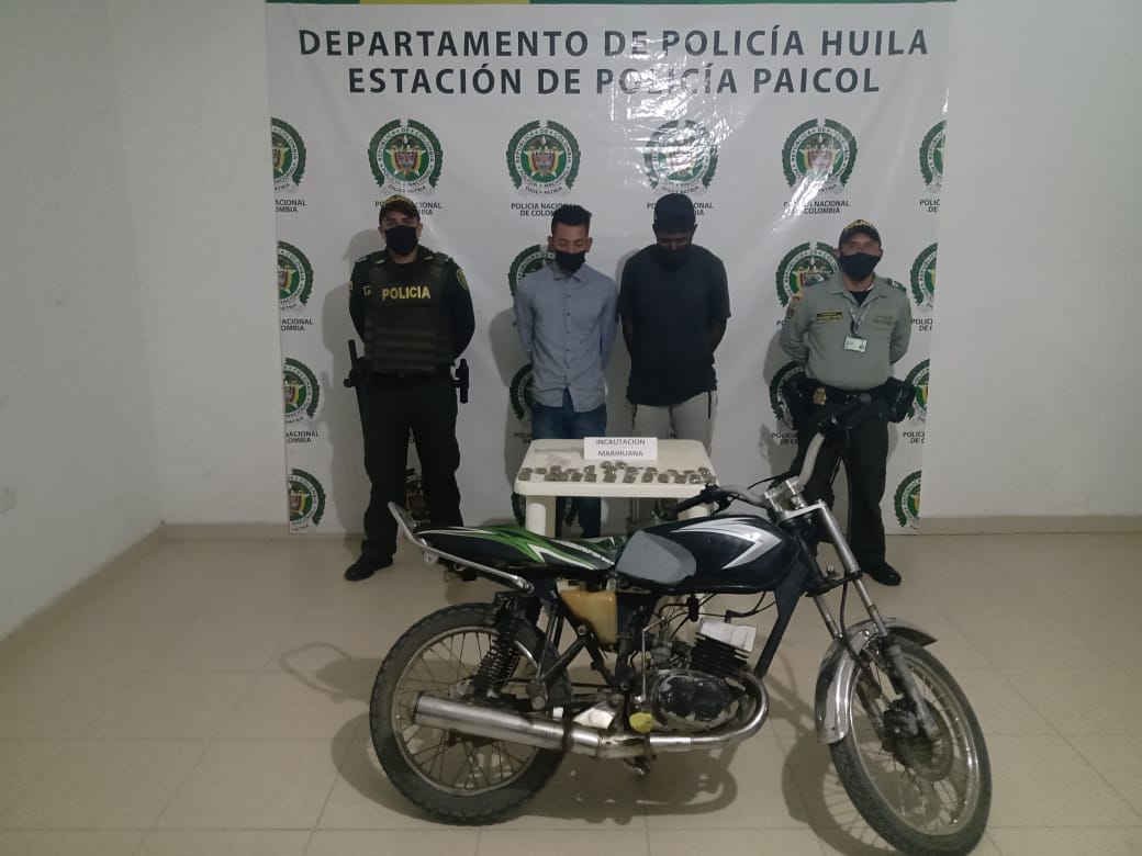 Sujetos fueron capturados por pretender comercializar marihuana en Paicol