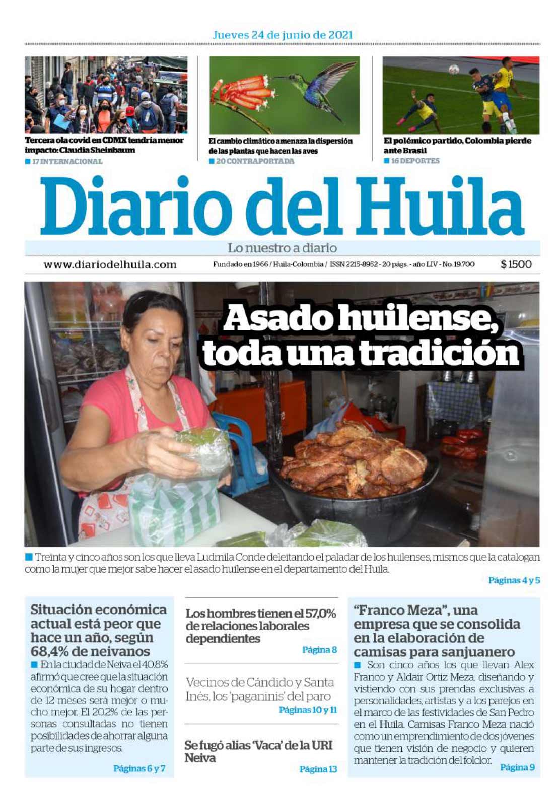 Diario del Huila 24 de junio de 2021