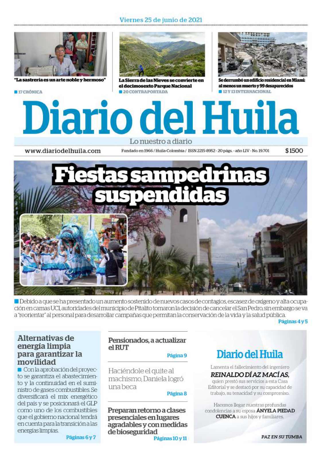Diario del Huila 25 de junio de 2021