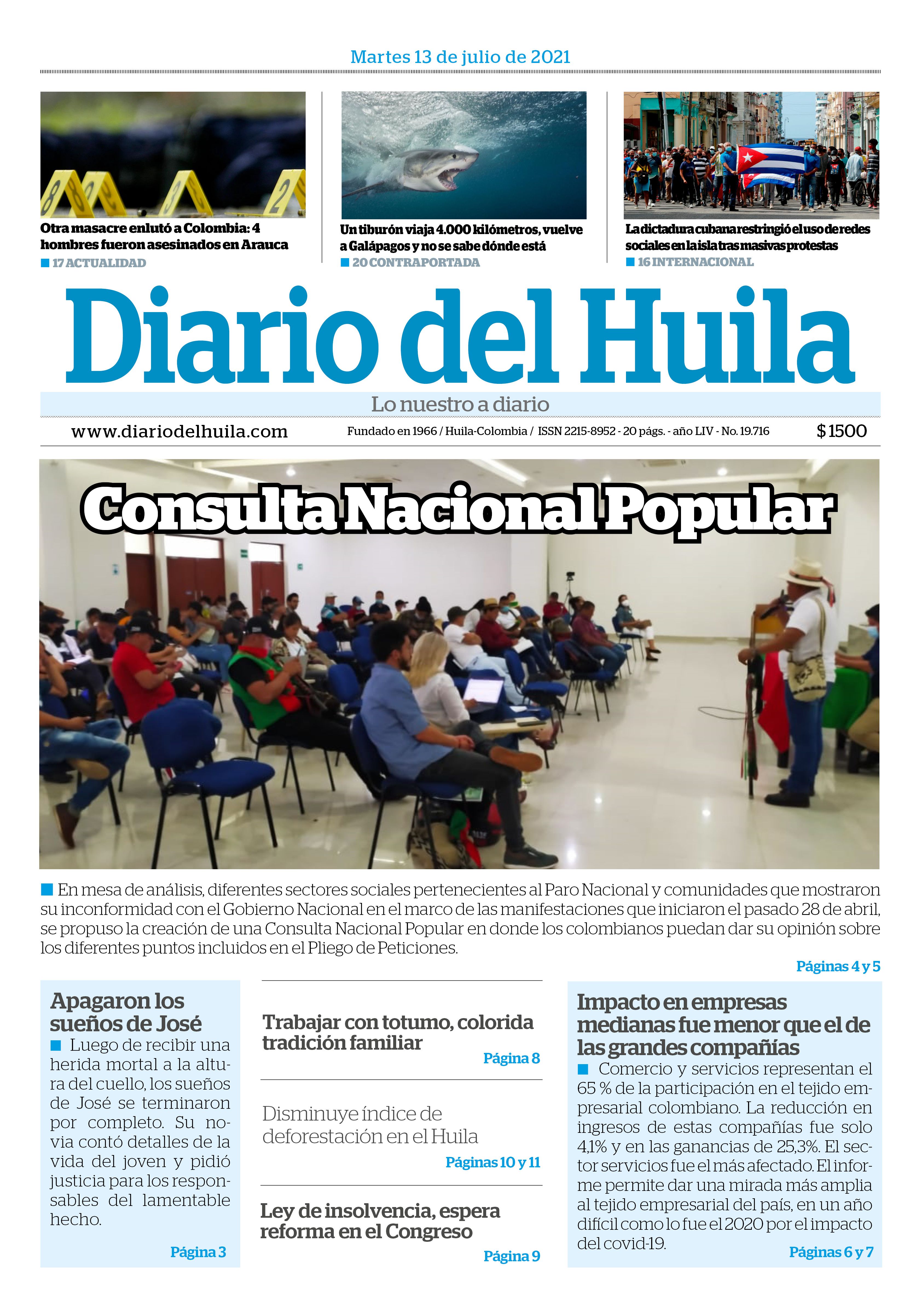 Diario del Huila 13 de julio 2021