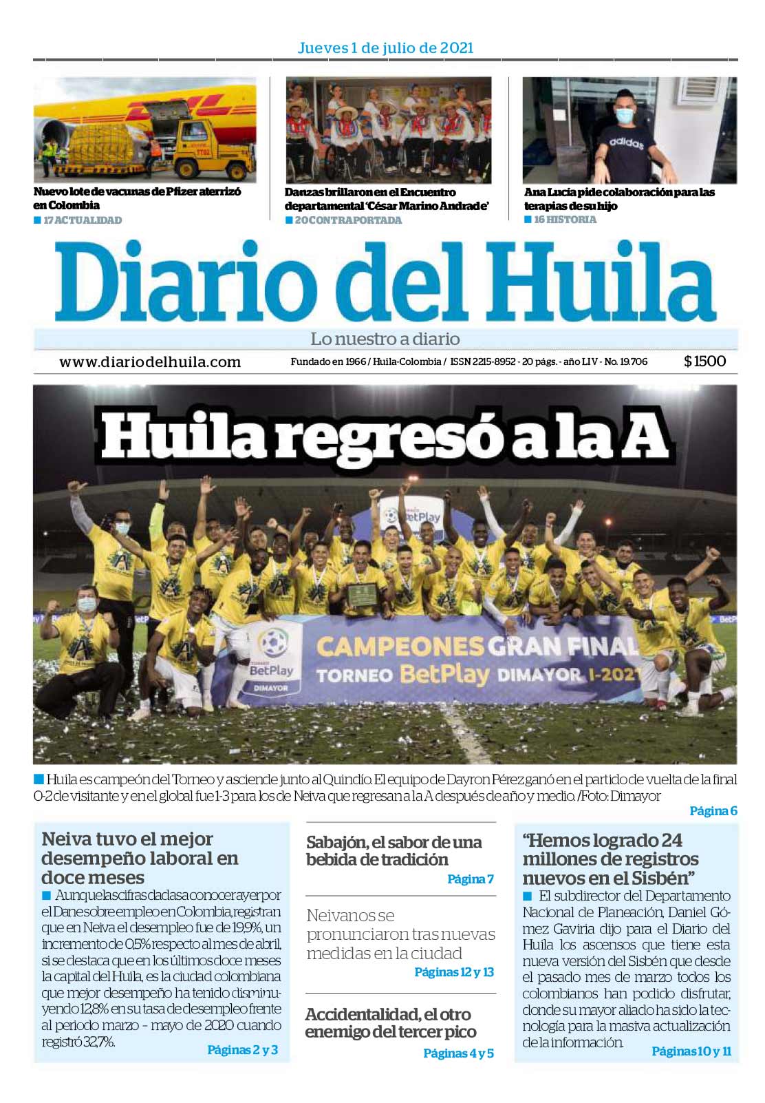 Diario del Huila 1 de julio de 2021